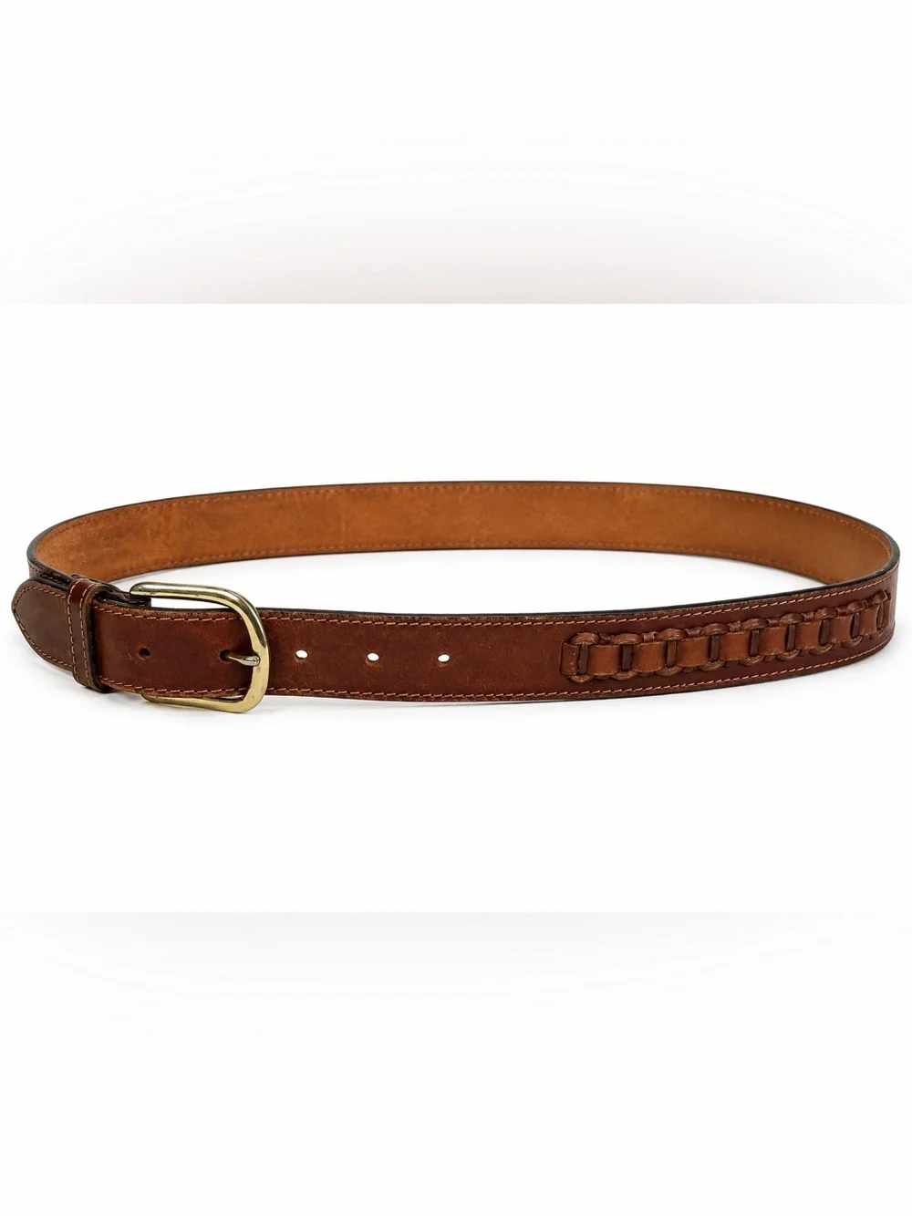 Vintage Genuine Leather Woven Men’s Belt Made in Argentina USA Buckle Size 34